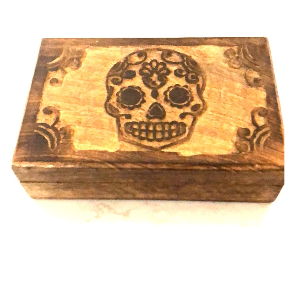 Skeleton wood catch all box  8.5 x 4.5